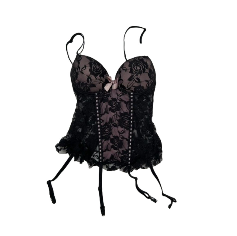 BLACK Lace Bodice Top